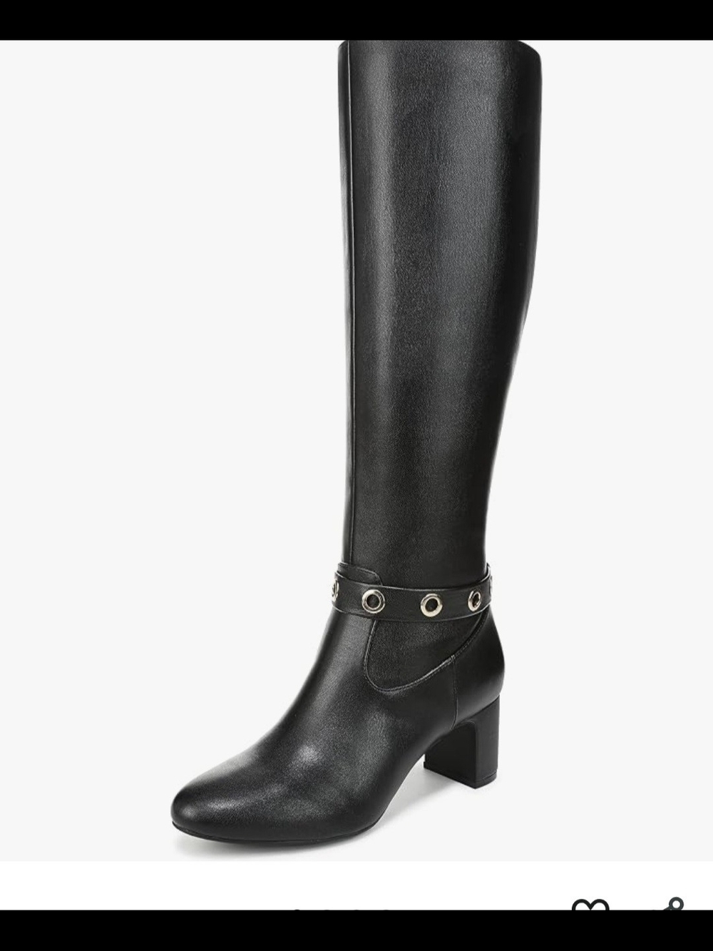 Life Stride Black Block Heel Boots with Eyelet Strap 8.5W